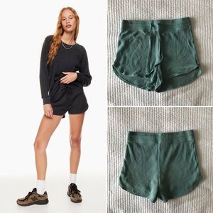 TNA Aritzia Waffle Shorts in Yucan Green / Sage
